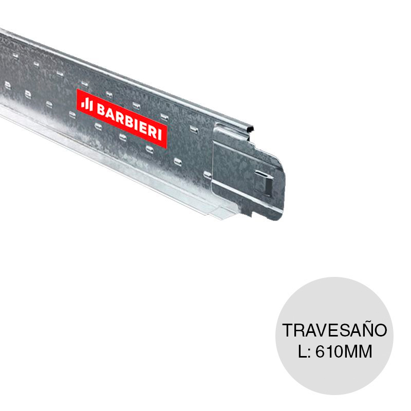 Perfil cielorraso desmontable galvanizado travesaño TX blanco 24mm x 26mm x 610mm