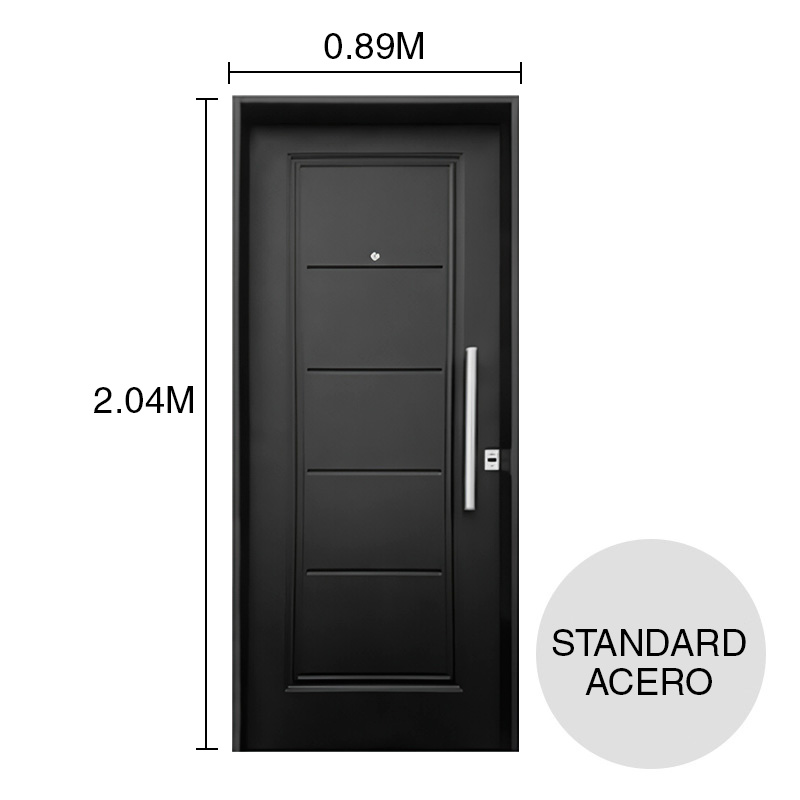 Puerta exterior derecha acero Standard inyectada machimbrada ciega negra 890mm x 2.04m