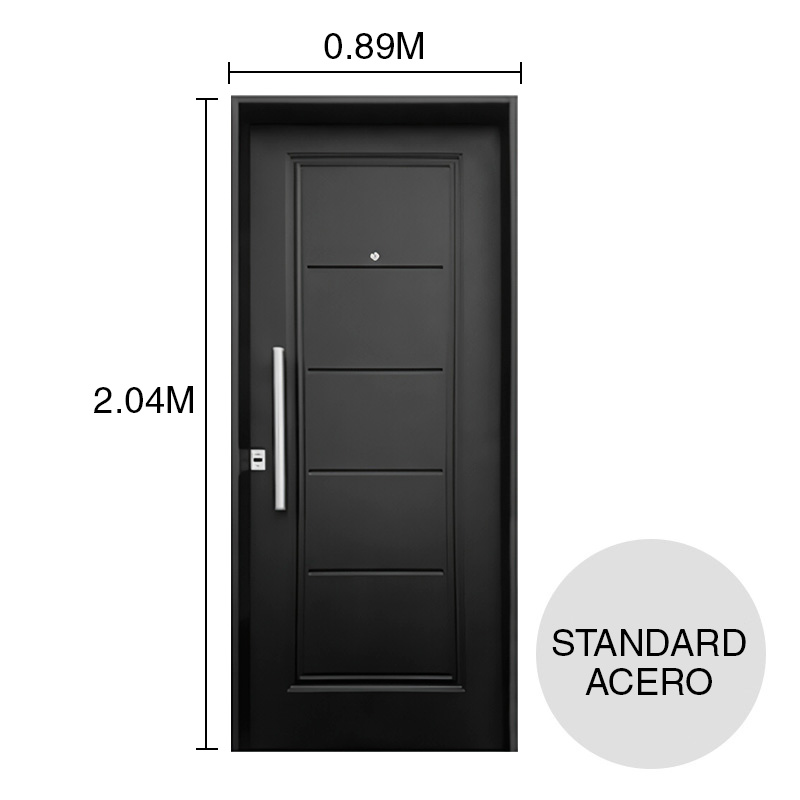 Puerta exterior izquierda acero Standard inyectada machimbrada ciega negra 890mm x 2.04m