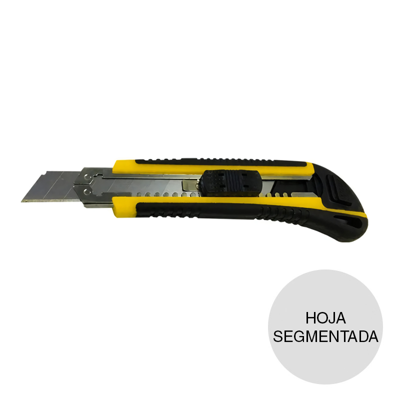 Cutter retractil reforzado plastico empuñadura recta hoja segmentada 18mm