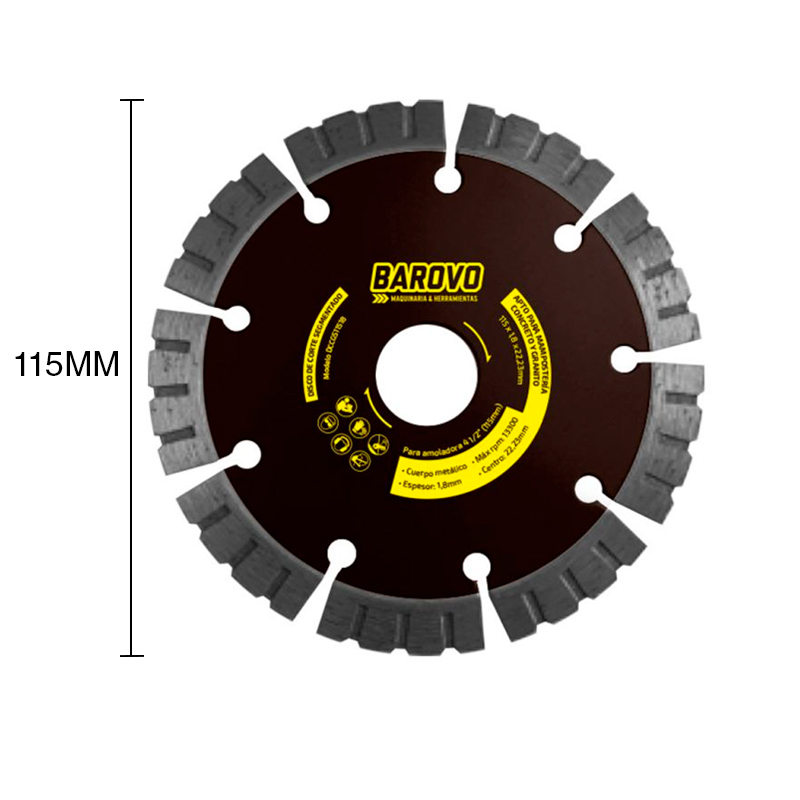 Disco corte diamantado segmentado 1.80mm x ø 115mm - 4 1/2"