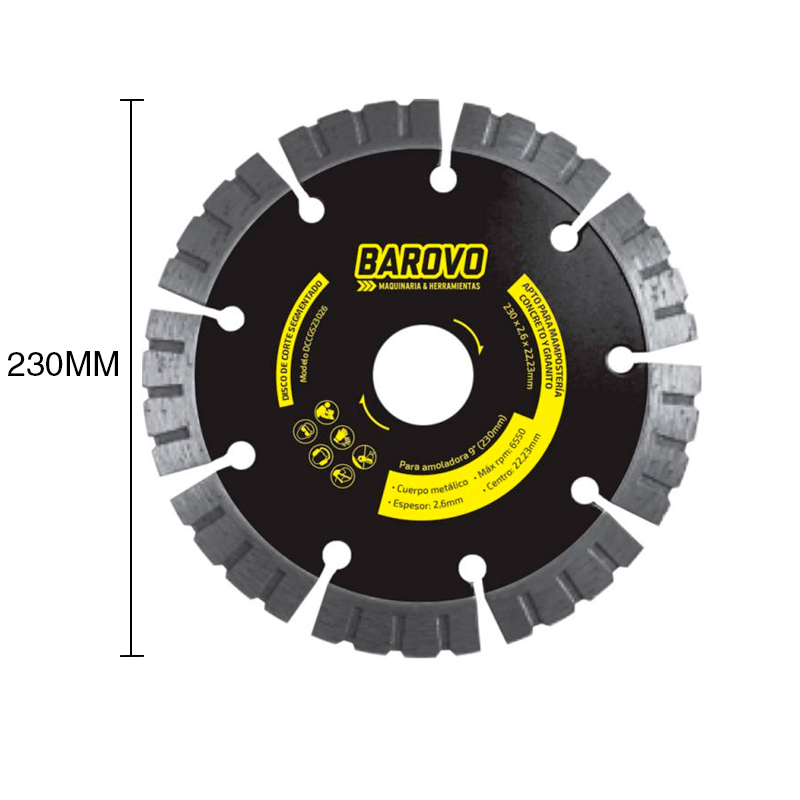 Disco corte diamantado segmentado 2.60mm x ø 230mm - 9"