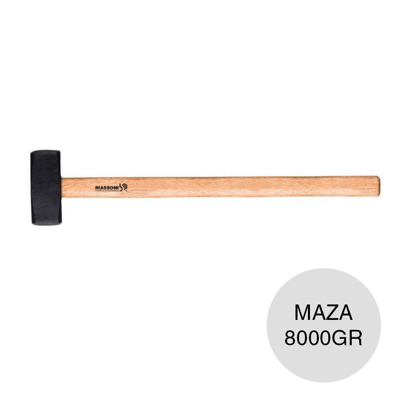 Maza forjada c/cabo largo madera 8000gr