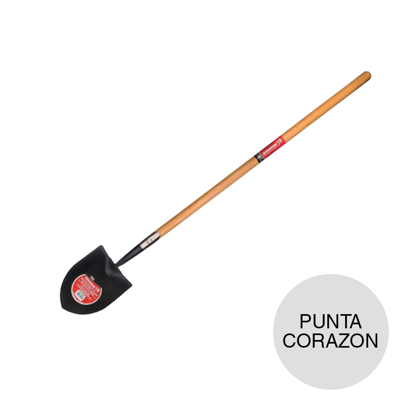 Pala punta corazon cabo largo madera