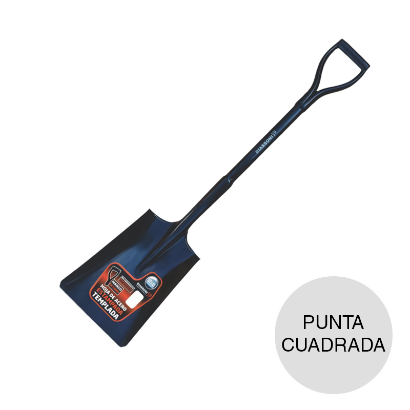 Pala estampada punta cuadrada cabo corto empuñadura caño