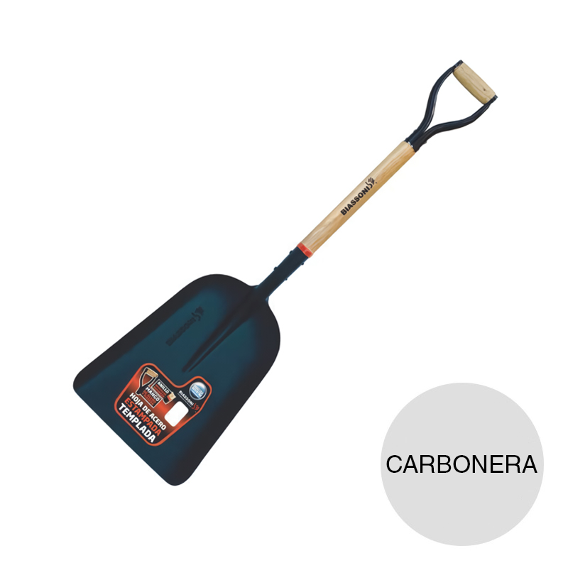 Pala estampada carbonera cabo corto empuñadura madera
