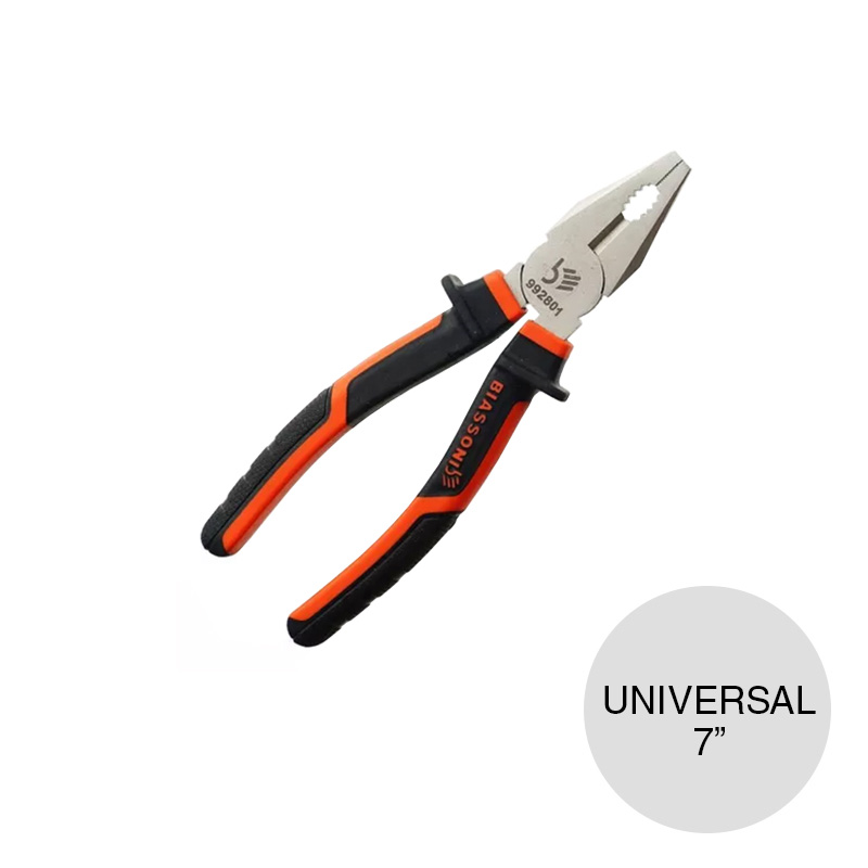 Pinza universal acero c/mango bicomponente 7"