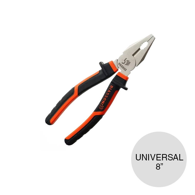 Pinza universal acero c/mango bicomponente 8"