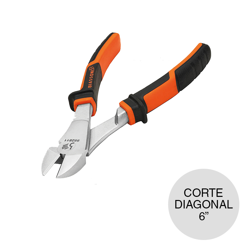 Alicate acero c/mango bicomponente corte diagonal 6"