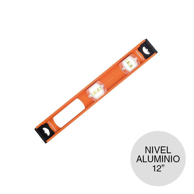 Nivel aluminio doble T c/base magnetica 12"