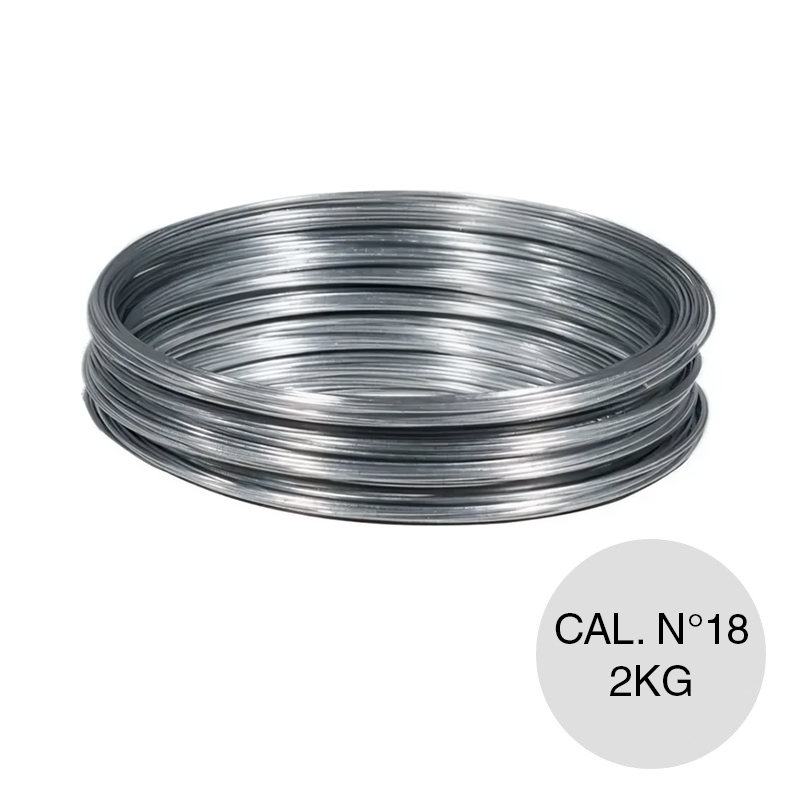 Alambre atar liso calibre N°18 galvanizado ø 1.22mm rollo x 2kg