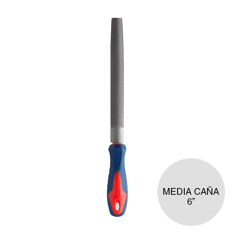 Lima media caña bastarda acero c/cabo termoplastico 6"