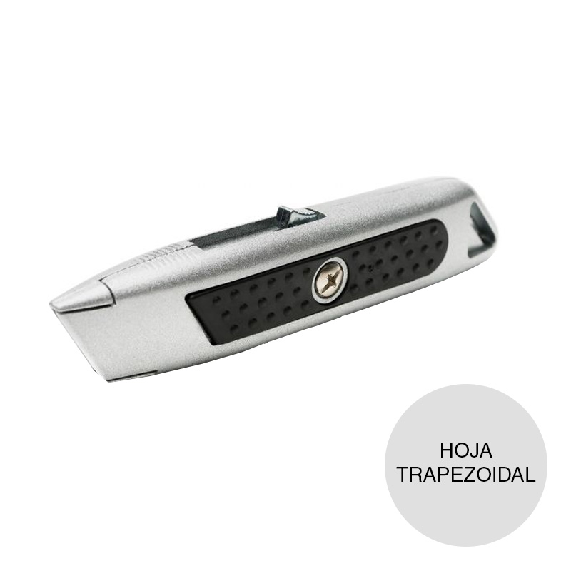 Cutter autoretractil metalico empuñadura recta hoja trapezoidal