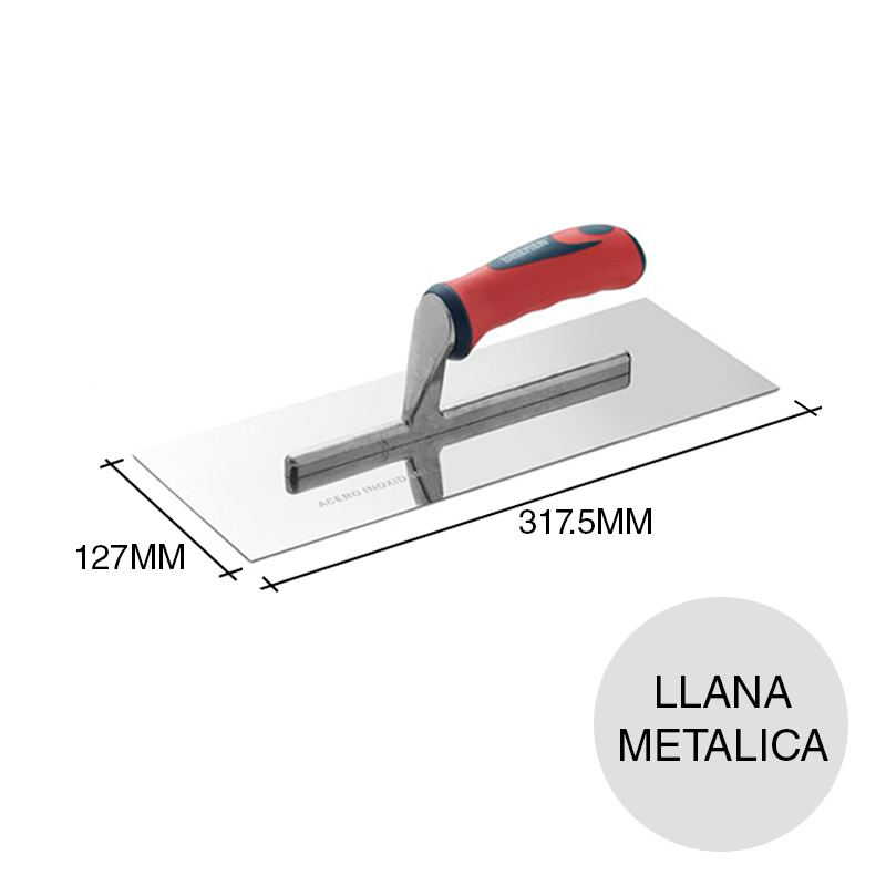 Llana yesero mango plastico 12 1/2" x 5" acero inoxidable 127mm x 317mm