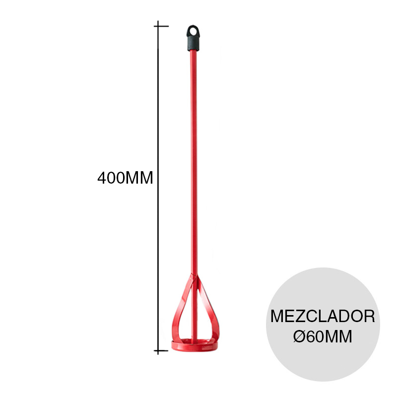 Mezclador pintura varilla acero hexagonal 400mm x 60mm