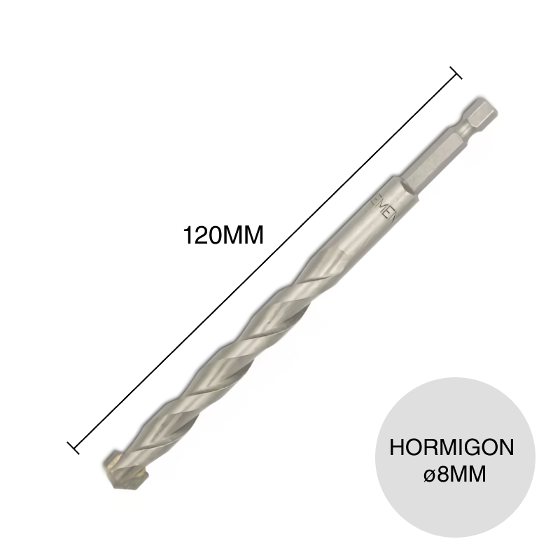 Mecha percutora widia hormigon ø 8mm x 120mm
