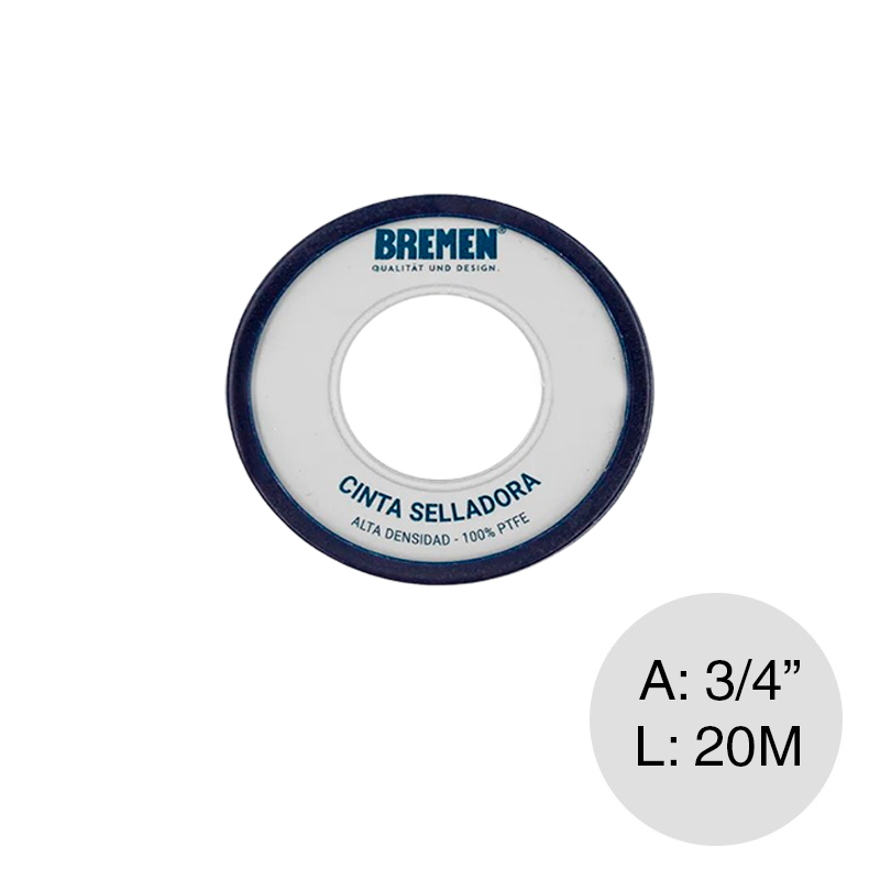 Cinta selladora alta densidad teflon PTFE 3/4" x 20m