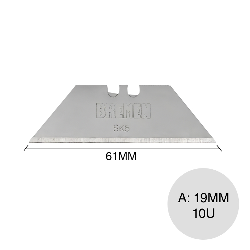 Cuchilla respuesto cutter hoja trapezoidal 19mm x 61mm blister x 10u