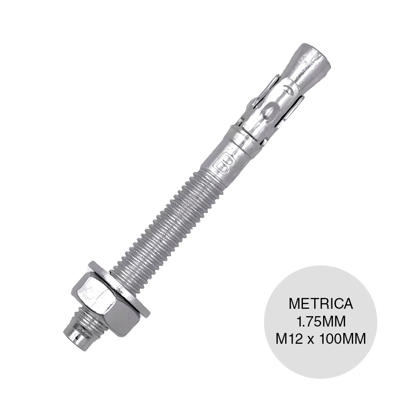 Broca perno BPH metrica paso normal 1.75mm zincado M12 x 100mm