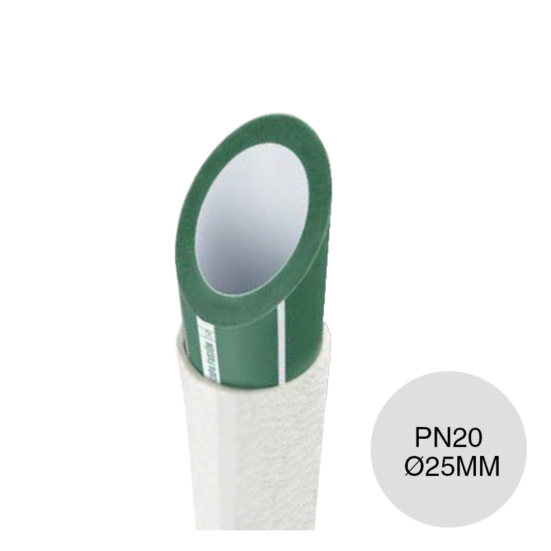 Caño tubo agua caliente y calefaccion polipropileno random Maxum S3.2mm PN20 termofusion ø 25mm x 4m