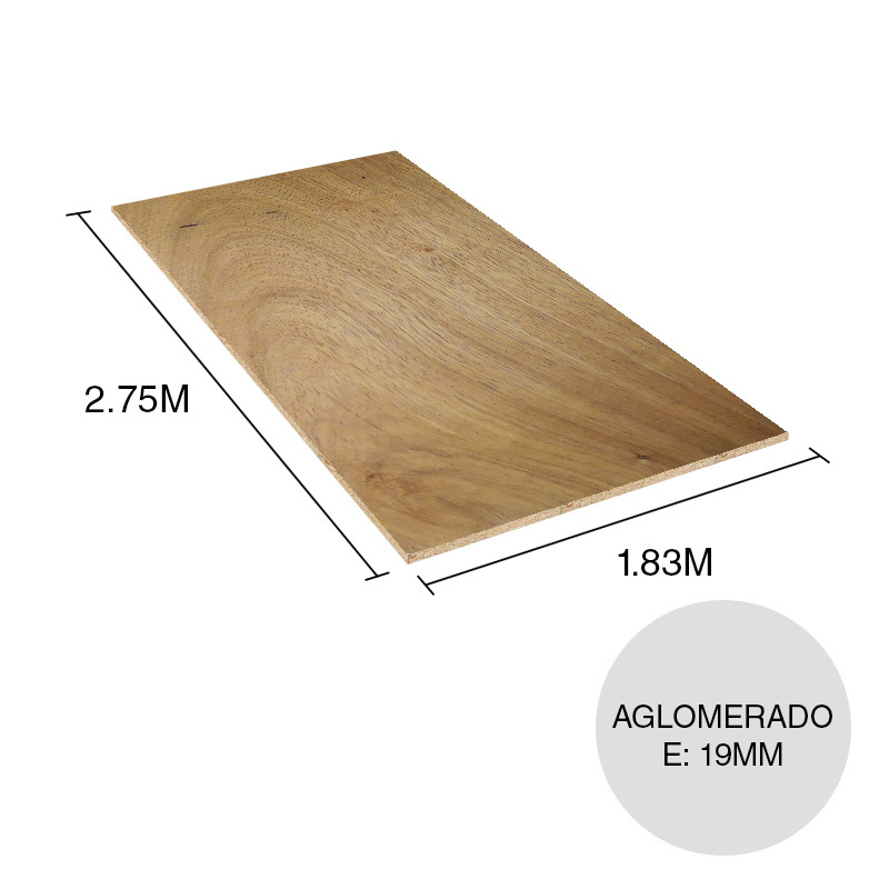 Tablero aglomerado enchapado Cerejeira 19mm x 1.83m x 2.75m