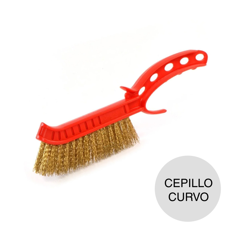 Cepíllo curvo acero latonado mango plastico