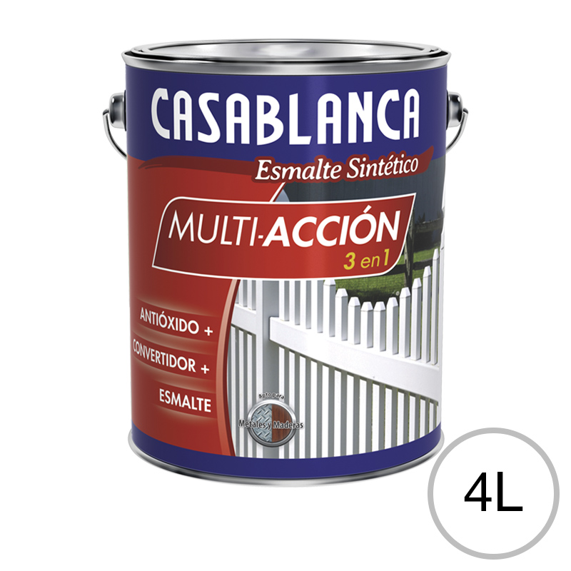 Esmalte sintetico multiaccion 3 en 1 antioxido convertidor blanco brillante lata x 4l