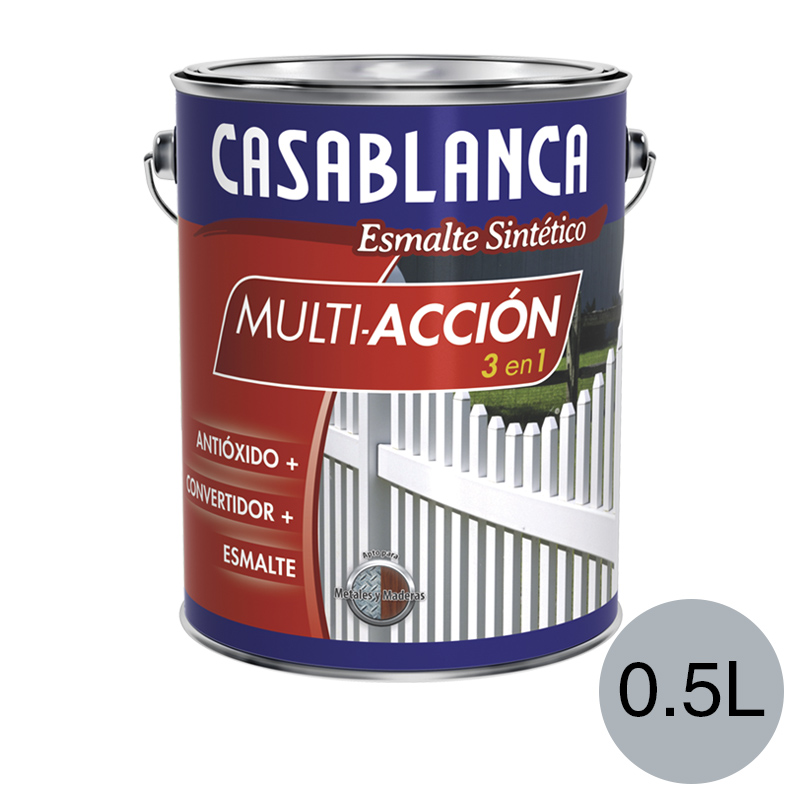 Esmalte sintetico multiaccion 3 en 1 antioxido convertidor aluminio brillante lata x 0.5l