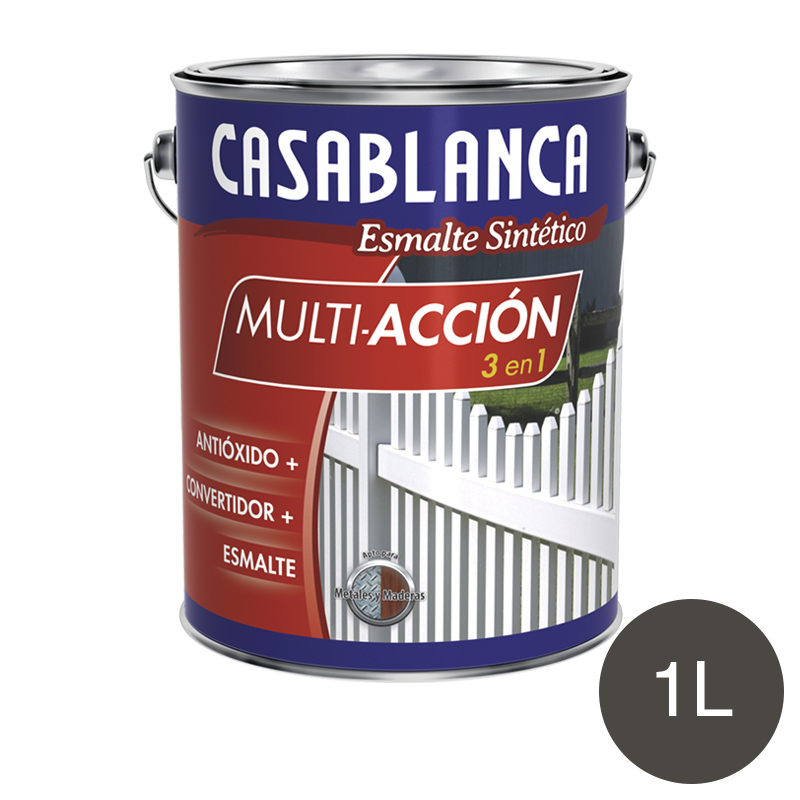 Esmalte sintetico multiaccion 3 en 1 antioxido convertidor gris brillante lata x 1l