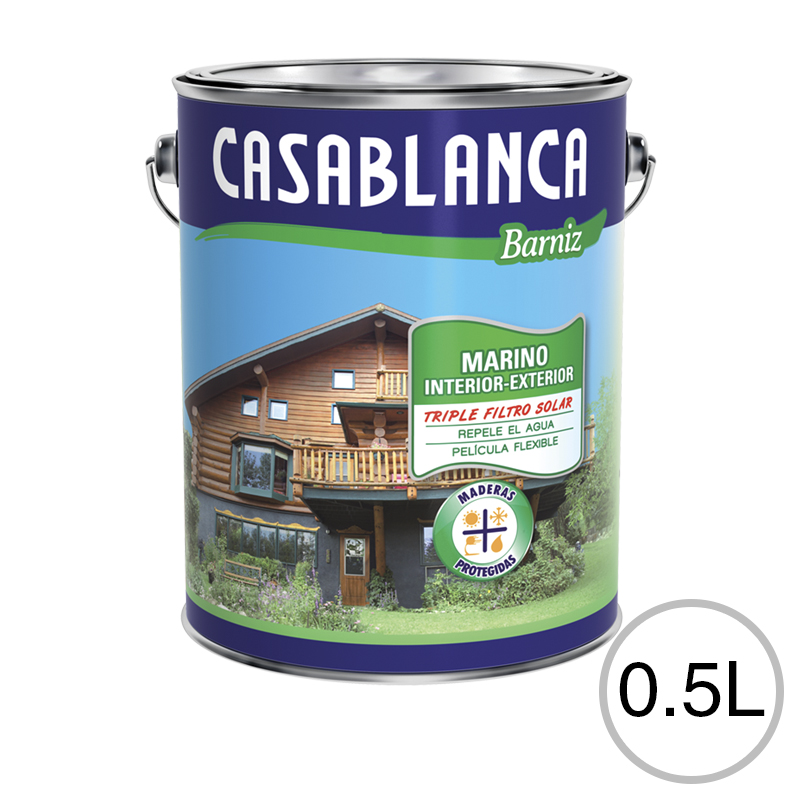 Barniz marino madera triple filtro solar exterior interior transparente brillante lata x 0.5l