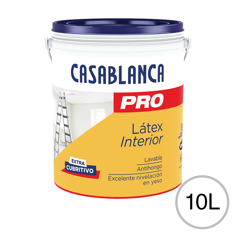 Pintura latex interior Pro lavable antihongo blanco mate balde x 10l