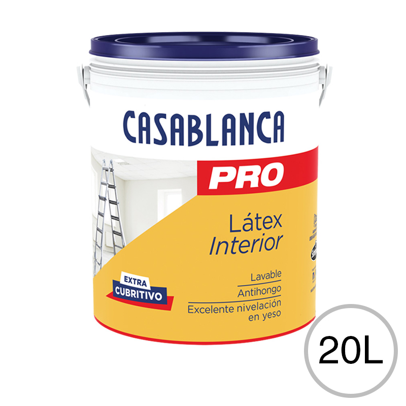 Pintura latex interior Pro lavable antihongo blanco mate balde x 20l