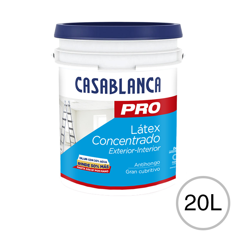 Pintura latex exterior interior Pro concentrado blanco mate balde x 20l