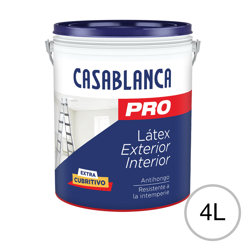 Pintura latex exterior interior Pro antihongo blanco mate balde x 4l
