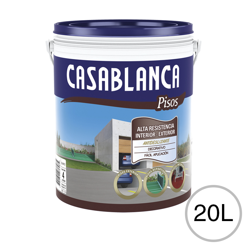 Pintura latex acrilico exterior interior alta resistencia pisos blanco semi mate balde x 20l