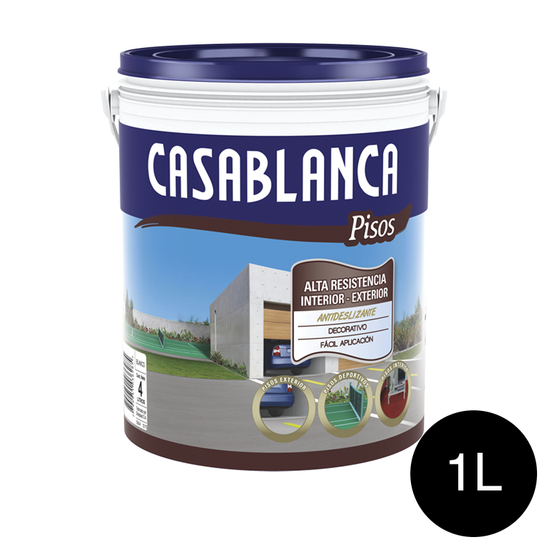 Pintura latex acrilico exterior interior alta resistencia pisos negro semi mate balde x 1l