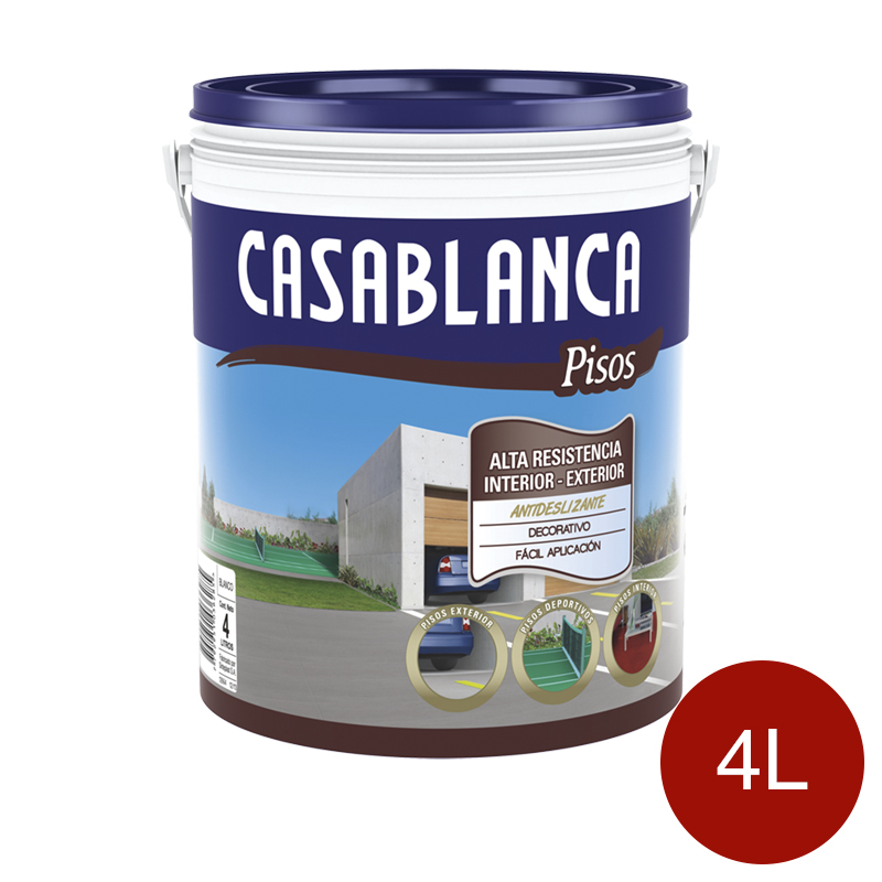 Pintura latex acrilico exterior interior alta resistencia pisos rojo semi mate balde x 4l
