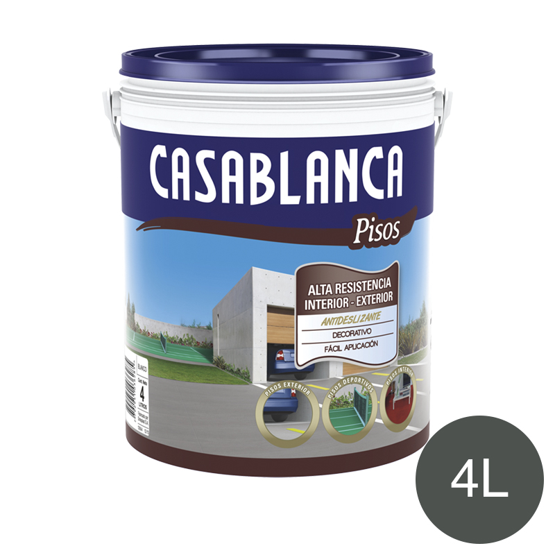 Pintura latex acrilico exterior interior alta resistencia pisos gris semi mate balde x 4l