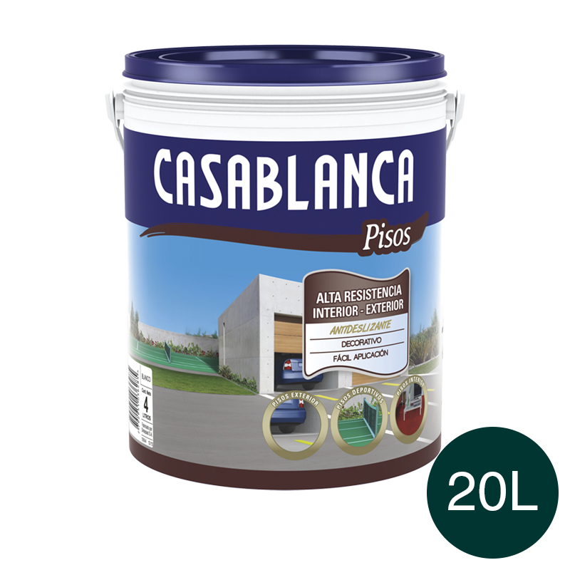 Pintura latex acrilico exterior interior alta resistencia pisos verde semi mate balde x 20l