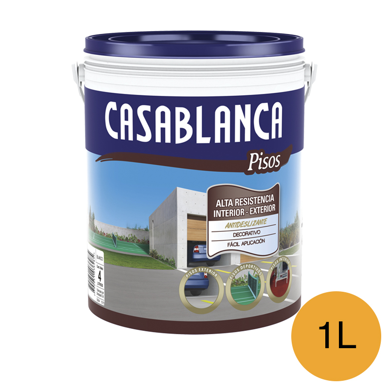 Pintura latex acrilico exterior interior alta resistencia pisos amarillo semi mate balde x 1l