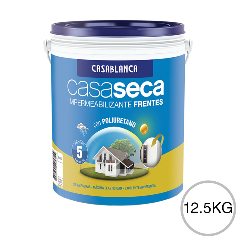 Impermeabilizante frentes poliuretano Casaseca exterior blanco mate sedoso balde x 12.5kg
