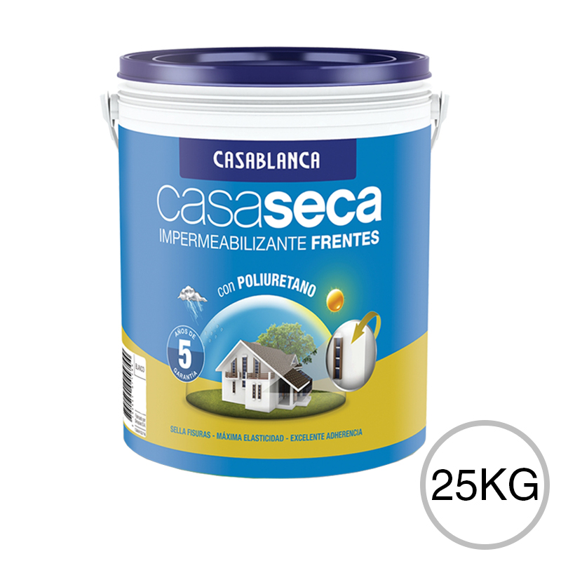 Impermeabilizante frentes poliuretano Casaseca exterior blanco mate sedoso balde x 25kg