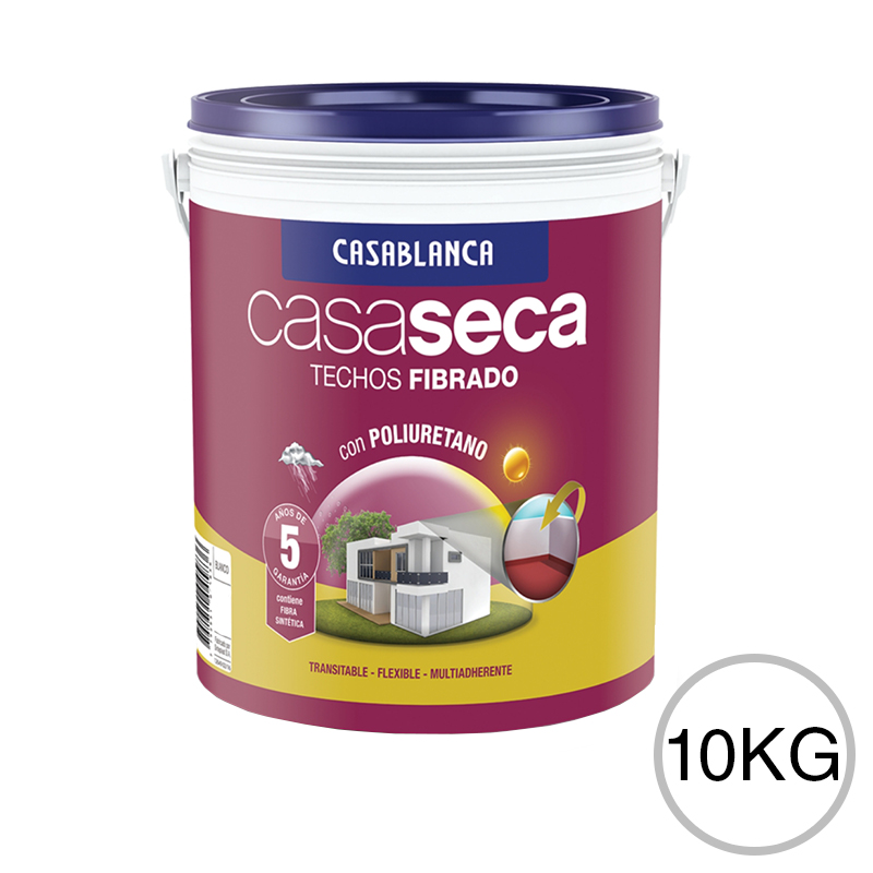 Membrana liquida impermeabilizante acrilica techos Casaseca fibrado blanco semimate balde x 10kg