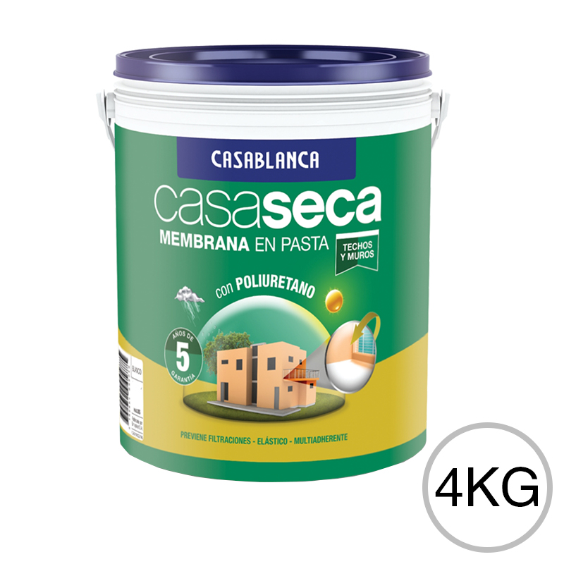 Membrana en pasta poliuretanica impermeabilizante Casaseca techos muro blanco semimate balde x 4kg