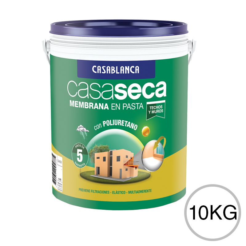 Membrana en pasta poliuretanica impermeabilizante Casaseca techos muro blanco semimate balde x 10kg