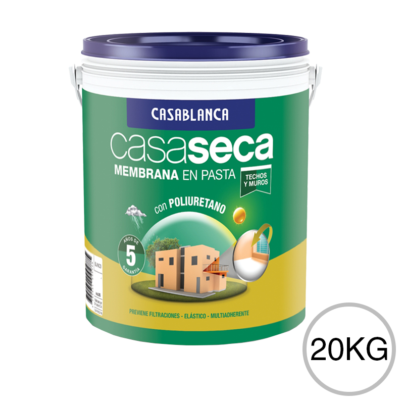 Membrana en pasta poliuretanica impermeabilizante Casaseca techos muro blanco semimate balde x 20kg