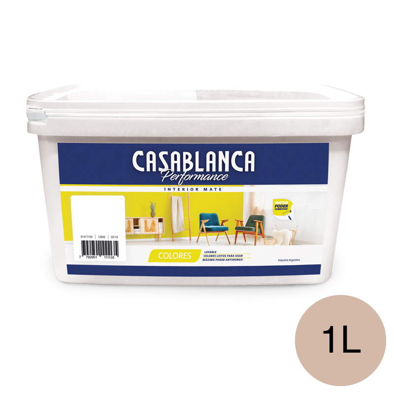 Pintura latex interior Performance Colores beige almendra mate balde x 1l