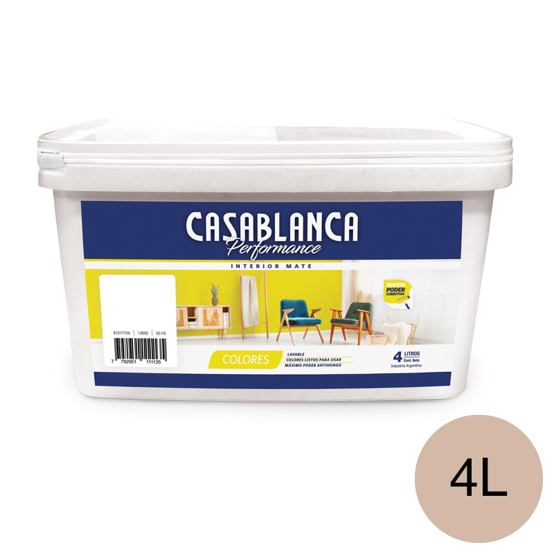 Pintura latex interior Performance Colores beige almendra mate balde x 4l