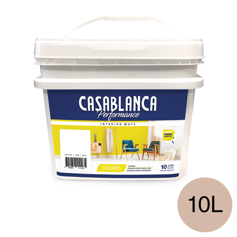 Pintura latex interior Performance Colores beige almendra mate balde x 10l
