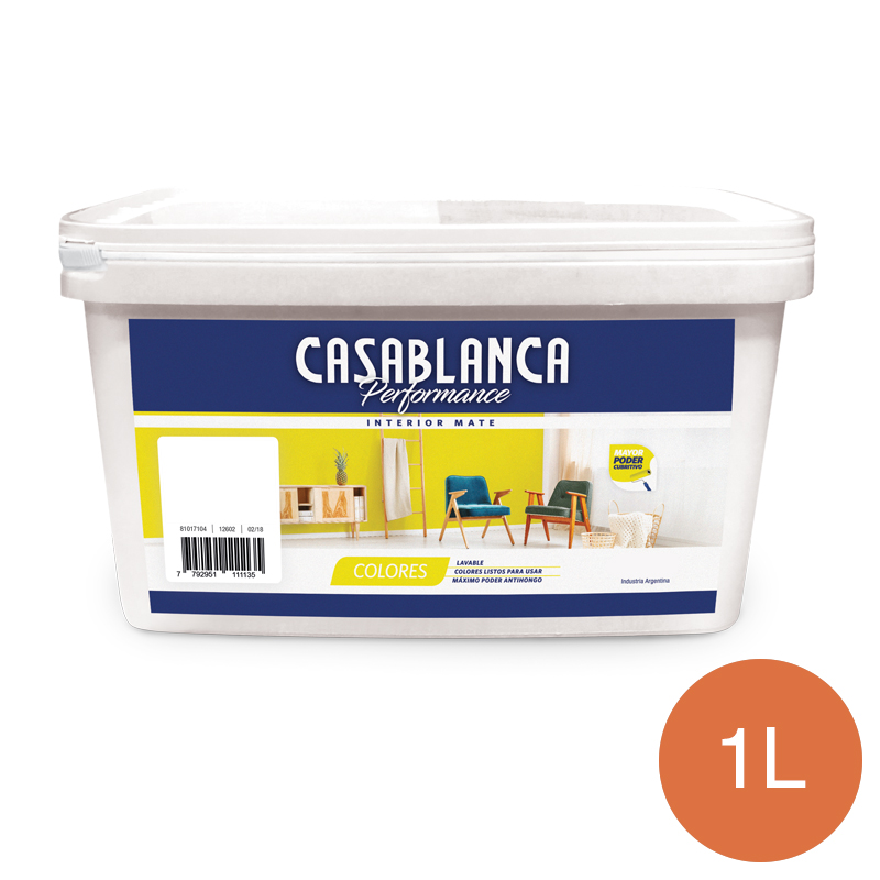 Pintura latex interior Performance Colores naranja imperial mate balde x 1l